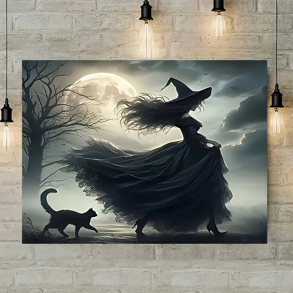 Victorian Witch Canvas Art Print | Gothic Halloween Wall Decor Canvas Art Print Peaceful Pleasures Health and Wellness ZLH5242 50x70cm No Frame