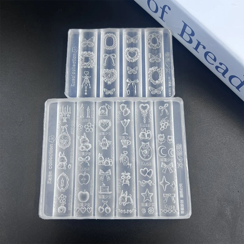 Silicone Nail Art Mold Cartoon Lace Bow Rabbit Cute Candle Moon Flower Strawberry Nail Art Diy 3d Decoration Mold Design Tools Peaceful Pleasures Health and Wellness