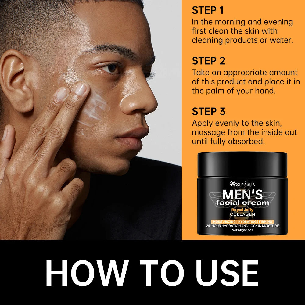 SUYARUN Royal Jelly Cream for Men Anti-Aging Anti-Wrinkle Hydrating Moisturizing Oil for skin day. and night Peaceful Pleasures Health and Wellness