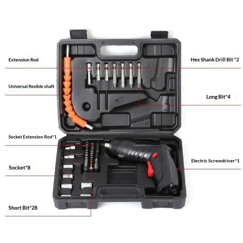 3.6V Cordless Electric Screwdriver Mini Drill Set w/ Case Cordless Screwdriver Set Peaceful Pleasures Health and Wellness