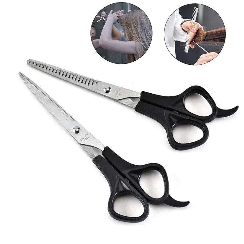 2pcs Stainless Steel Hair Clippers Set Cutting and Thinning Scissors Barber Accessories Salon Hairdressing Shears Wholesale Peaceful Pleasures Health and Wellness