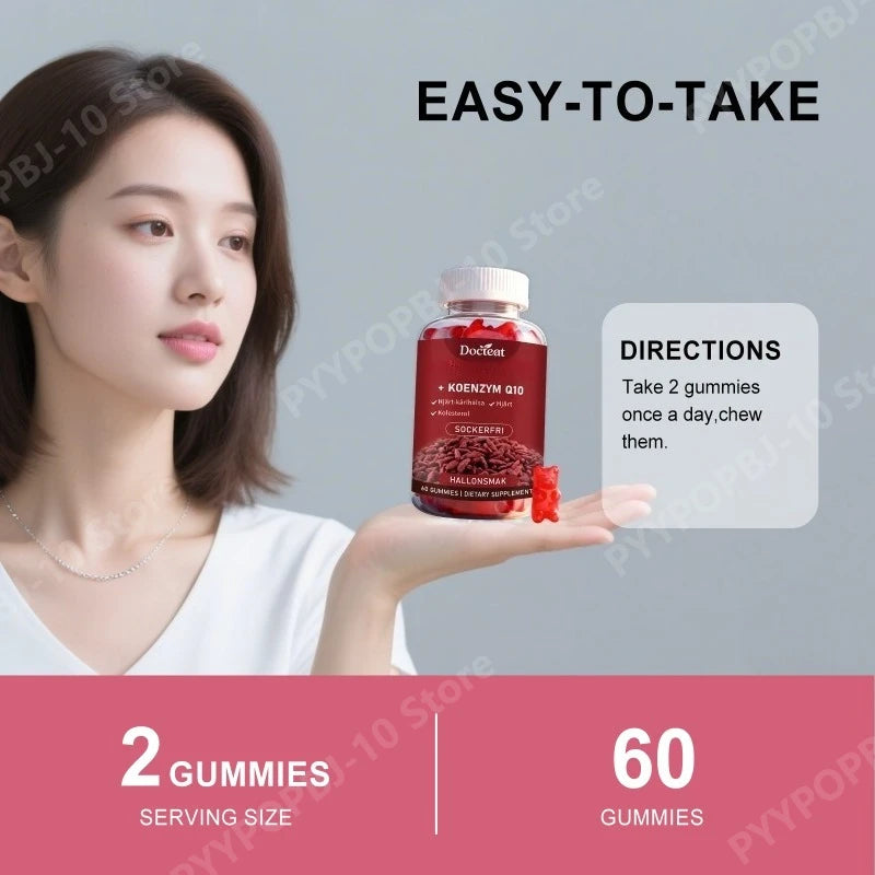 CoQ10 Raspberry Gummies – Sugar-Free Energy & Antioxidant Support