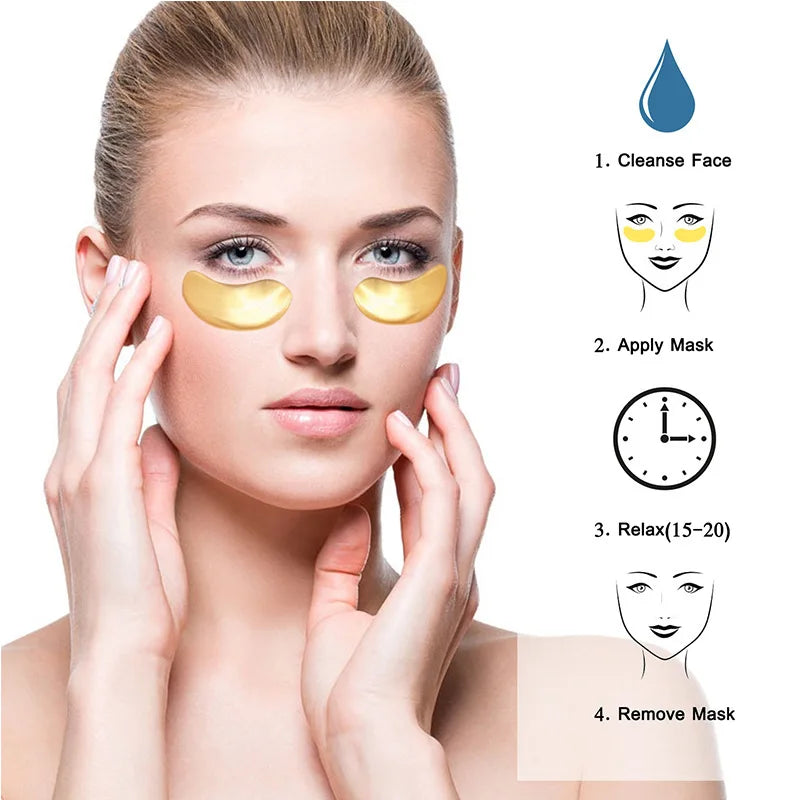 24K Gold Collagen Eye Masks 10 Pairs – Anti-Aging & Dark Circles Eye Mask Patches Peaceful Pleasures Health and Wellness
