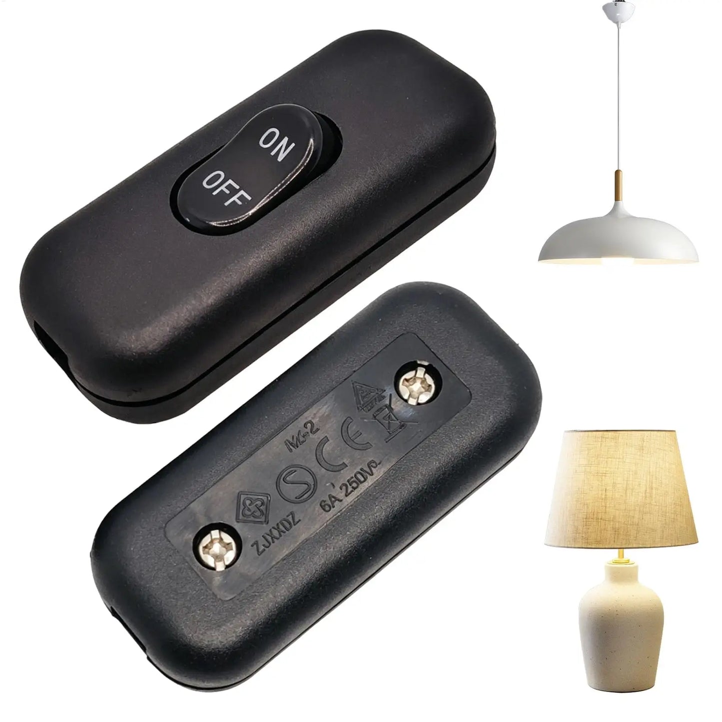2pcs Inline Table Lamp Desk Light Cord Cable Switches AC 250V 6A On/Off Push Button Table Led Lights Wiring Electric Switches Peaceful Pleasures Health and Wellness