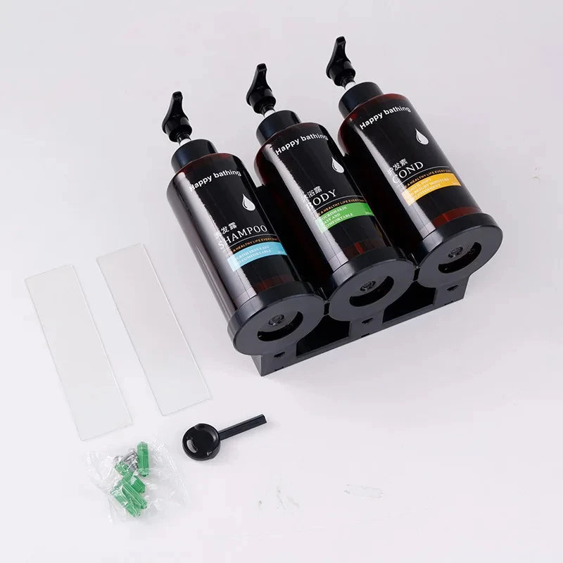 Wall Mounted Dual Soap Dispenser – No-Drill Shampoo & Gel