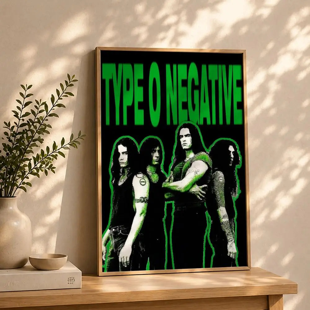 Band T-Type O NegativeS Poster HD Self Adhesive Waterproof Wall Art Ideal for Home Office Dorm Bedroom Great Gift Peaceful Pleasures Health and Wellness