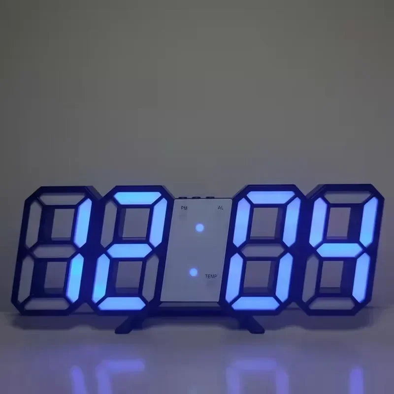 3D LED Digital Wall Clock – Alarm, Calendar & Night Light