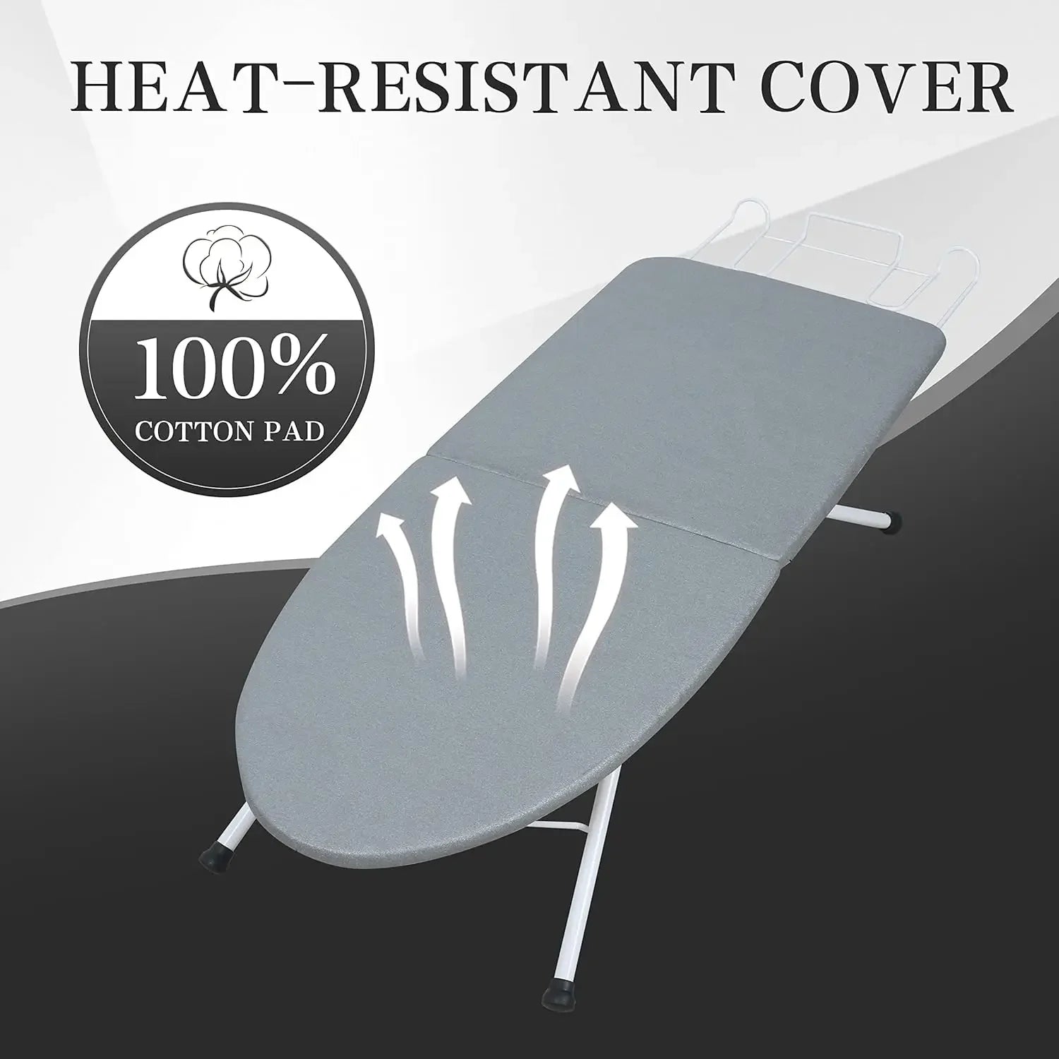 Portable Foldable Ironing Board with Heat Resistant Cover, 31.5x11.8x7 Inches, Grey - Space-Saving Design Peaceful Pleasures Health and Wellness