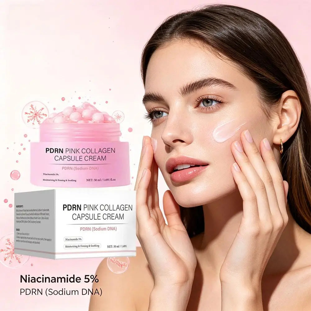 PDRN Pink Collagen Capsule Cream with 5% Niacinamide & Hyaluronic Acid – Rejuvenating Glow Moisturizer 50ml Peaceful Pleasures Health and Wellness