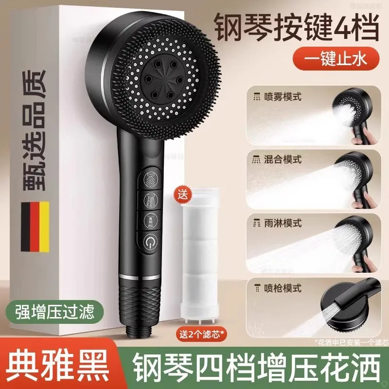 Filtered High-Pressure Handheld Shower Head | 4 Spray Modes