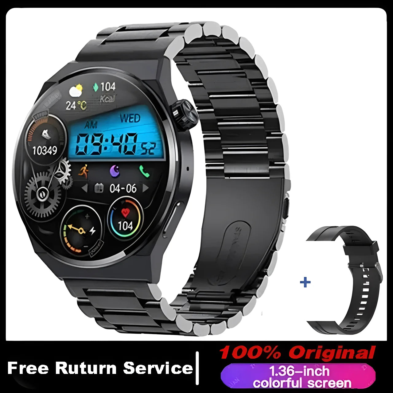 Pro Smart Watch Men Women AMOLED 420*420 HD Screen Heart Rate Bluetooth Call Waterproof relojes inteligentes SmartWatch 2023 Peaceful Pleasures Health and Wellness BlackSzstrap NEW GT3
