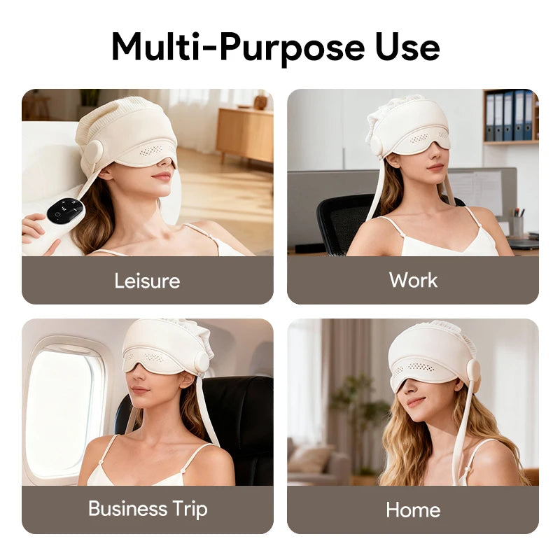 Graphene Heating Head Massager – Air Pressure & Eye Hot Compress for Relaxation & Better Sleep Relax Improve Sleep Stress Relief Peaceful Pleasures Health and Wellness