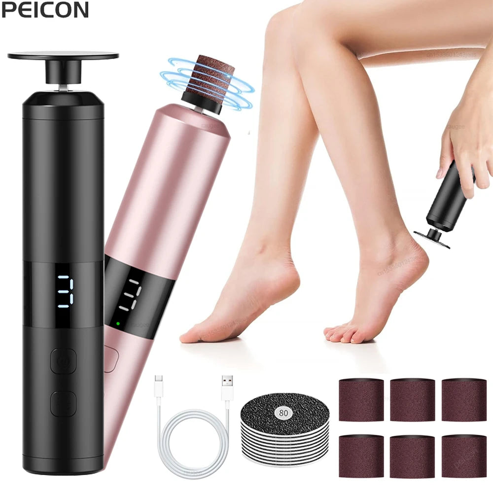 Electric Foot Grinder Callus Remover Foot Exfoliation Sander Electric Foot File Pedicure Machine for Feet Foot Dead Skin Remover Peaceful Pleasures Health and Wellness