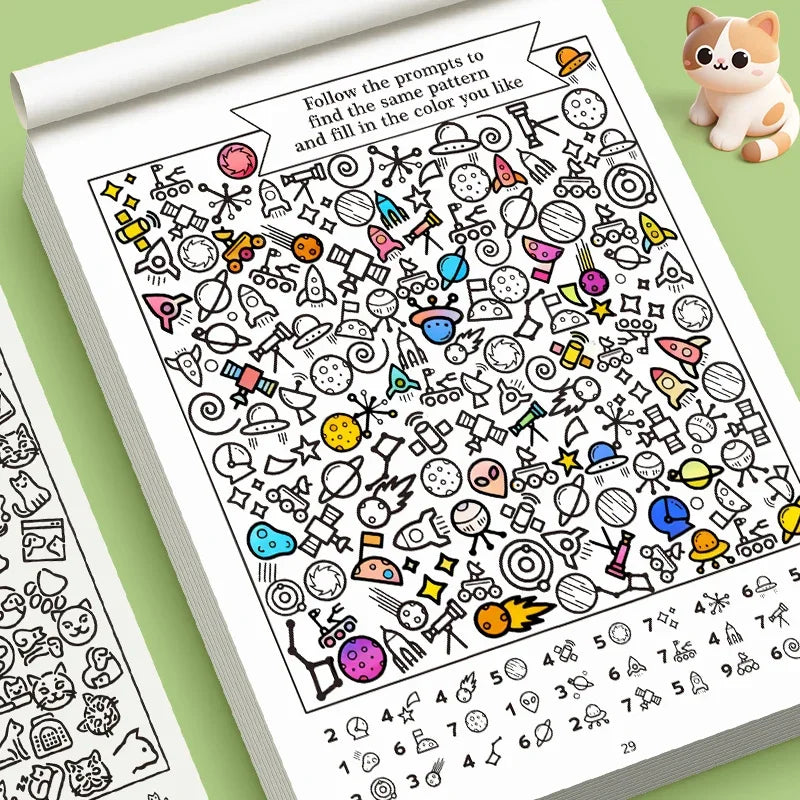 32 Pages Interactive Coloring Search Book Children Look Find 1000+