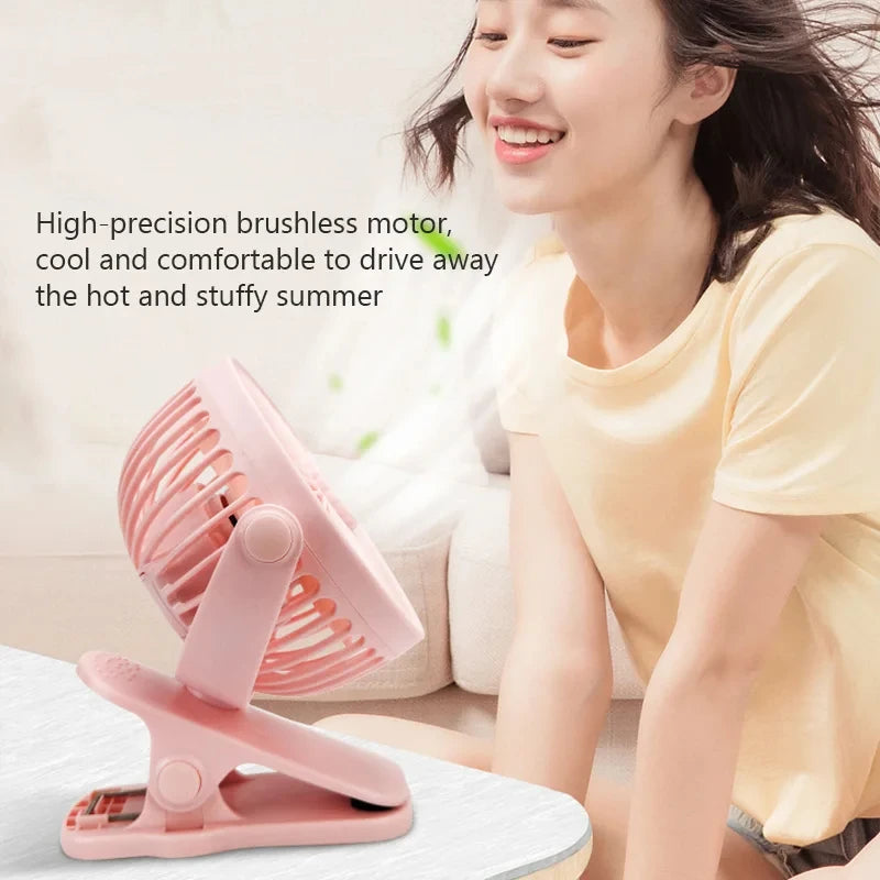 Portable USB Clip-On Mini Desk Fan | 3-Speed Quiet Cooling
