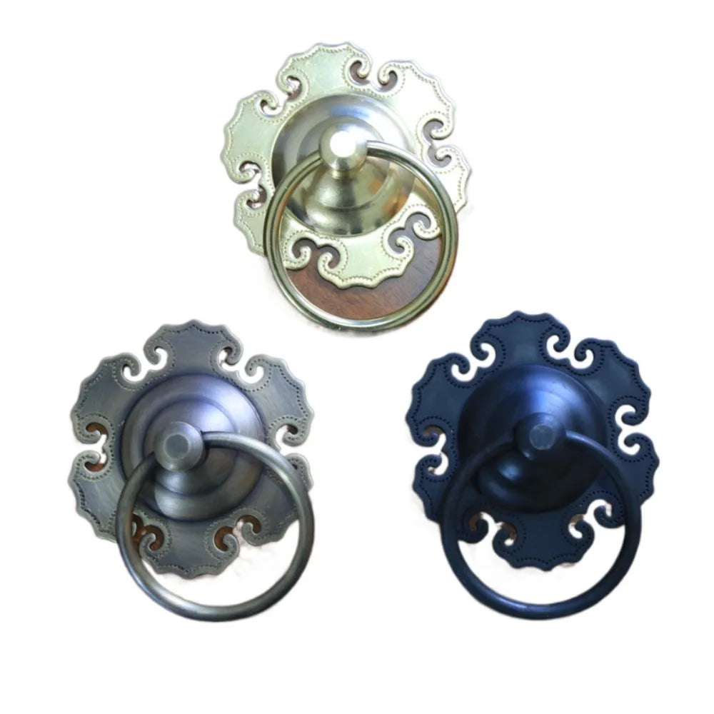 Antique Brass Cabinet Pull Ring Handle | Retro Drawer Door Knob