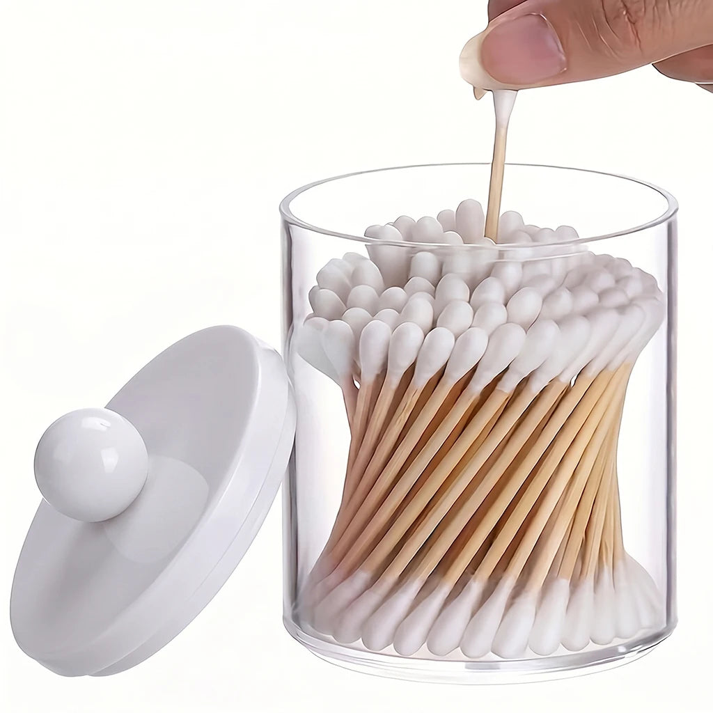 4/6 Pcs Swabs Holder Dispenser Bathroom Canister Storage Box Organization Vanity Makeup Organizer 10 oz Clear Plastic Apothecary Peaceful Pleasures Health and Wellness