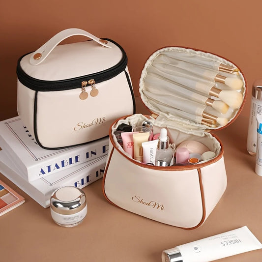Large Waterproof Travel Makeup Bag with Handle & Divider Travel Cosmetic Bag Peaceful Pleasures Health and Wellness