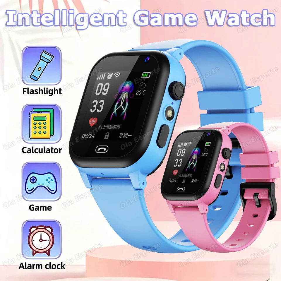 Children's Smartwatch Boy and girl HD Call LED Flashlight SOS LBS Location Waterproof GPS Alarm Clock Step Count Smart WatchHT30 Peaceful Pleasures Health and Wellness 1Bl1Pk
