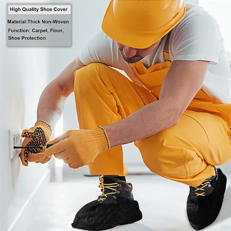 Disposable Shoe & Boot Covers 100-Pack | Non-Slip Foot Booties