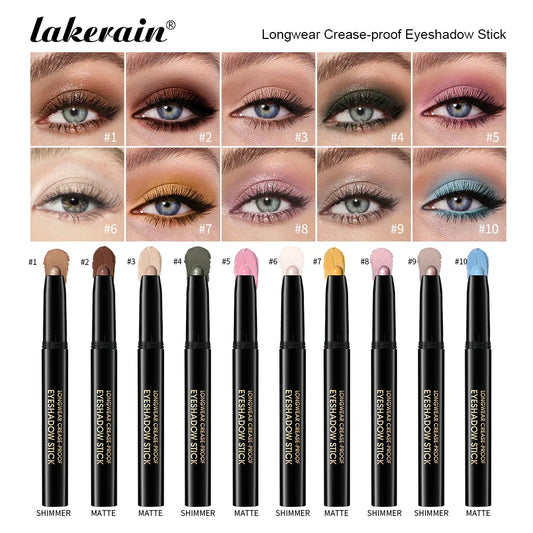 Shimmer & Matte Eyeshadow Stick – 10 Colors, Waterproof Eyeshadow Stick Oasis Select