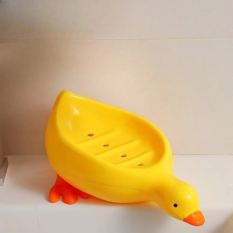 Random Soap Tray Self-draining Soap Rack Duck-shaped Creative Rack for Shower Bathroom Kitchen Tub Sink Tray Bracket Bathroom Peaceful Pleasures Health and Wellness yellow