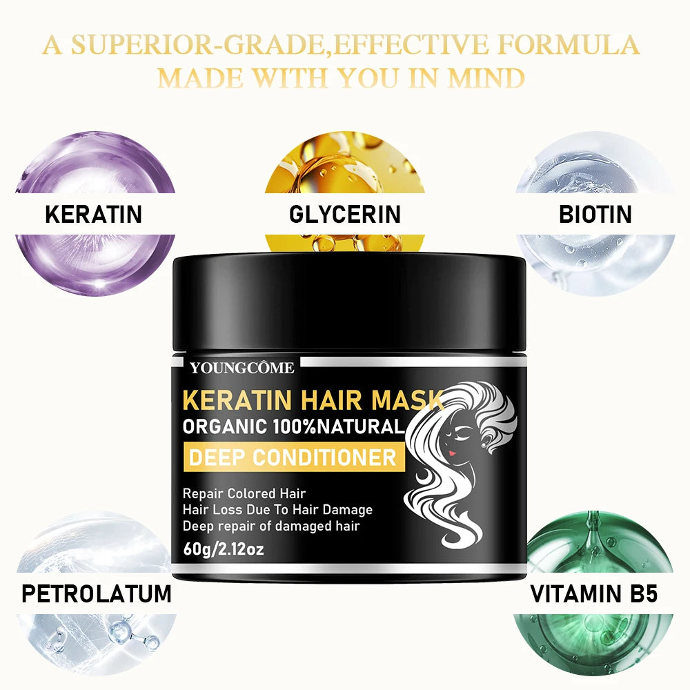 YOUNGCOME Keratin Hair Mask – Repair, Smooth & Frizz Control