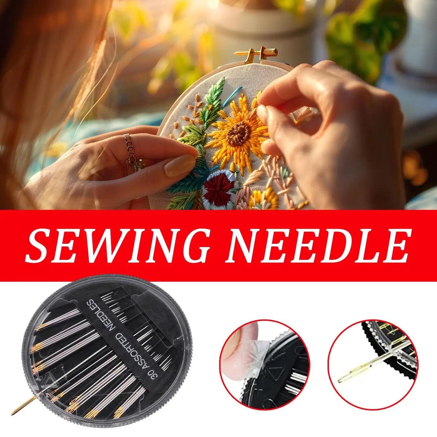 30-Piece Large Eye Sewing Needles Set – Embroidery & Quilting