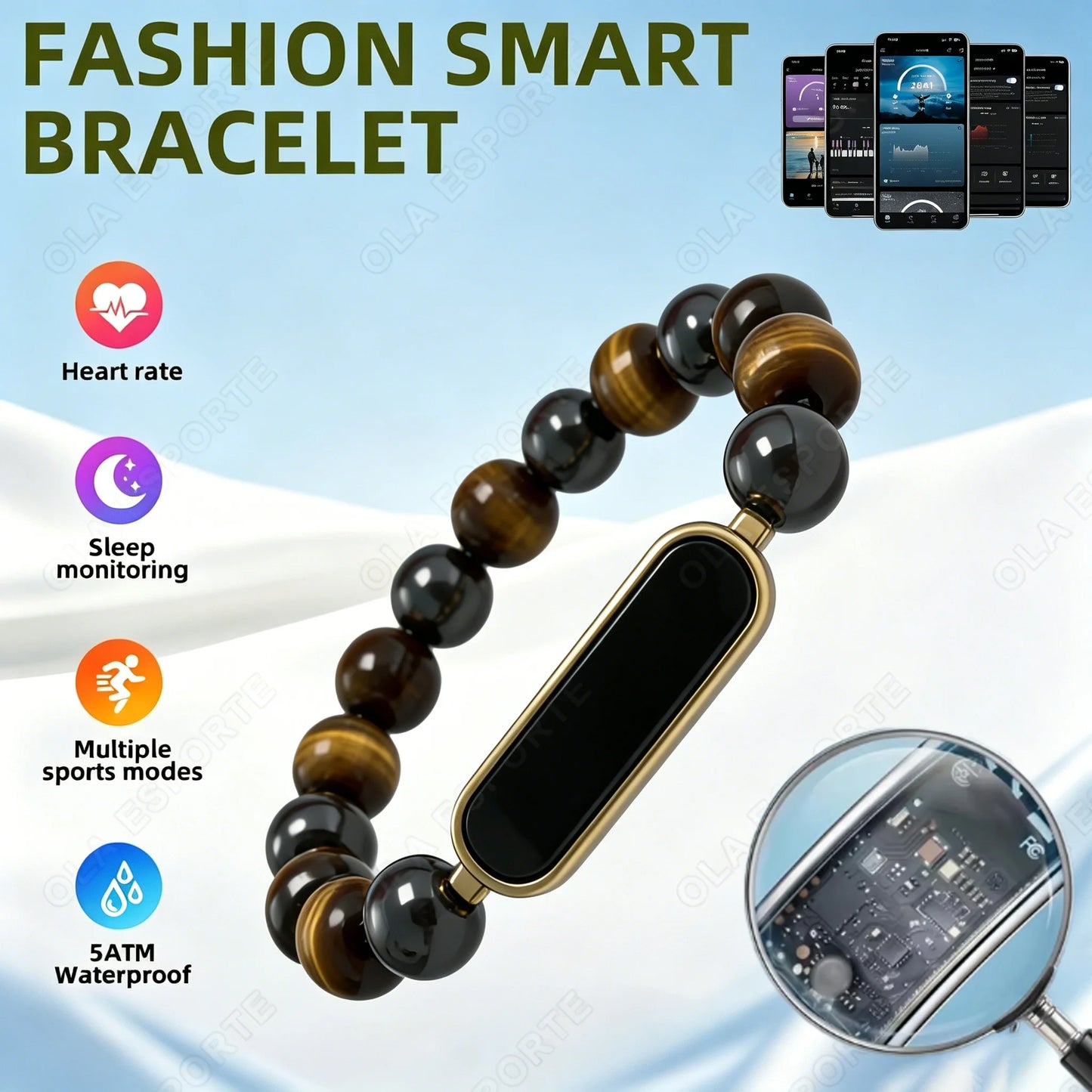 New Men Sports Smart Bracelet Heart Rate Fitness Tracker IPX8 Waterproof Smart Band Pedometer Call Reminder Smartwatches Women Peaceful Pleasures Health and Wellness Gold