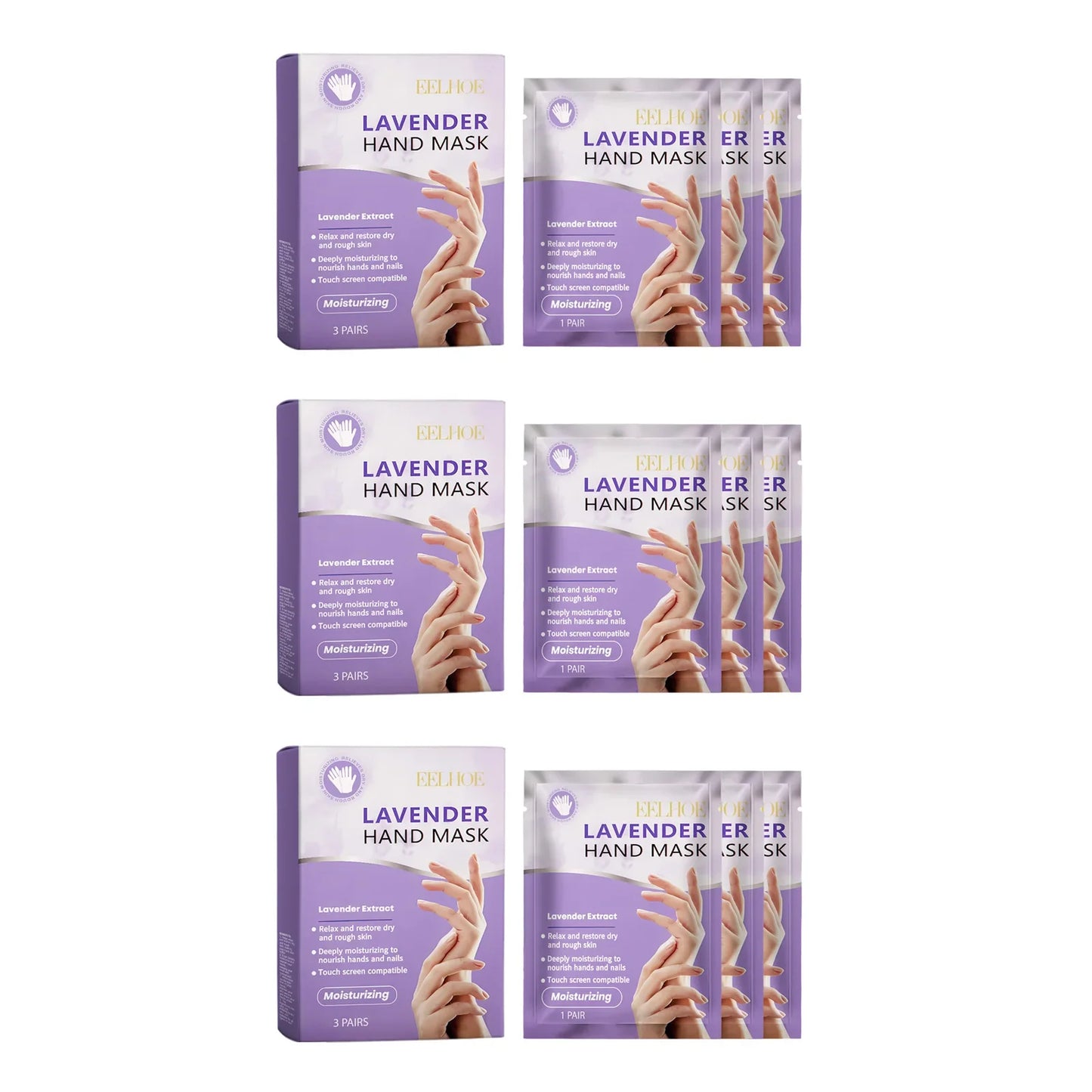 EELHOE Lavender Niacinamide Hand Mask – Moisturizing 3 Pairs