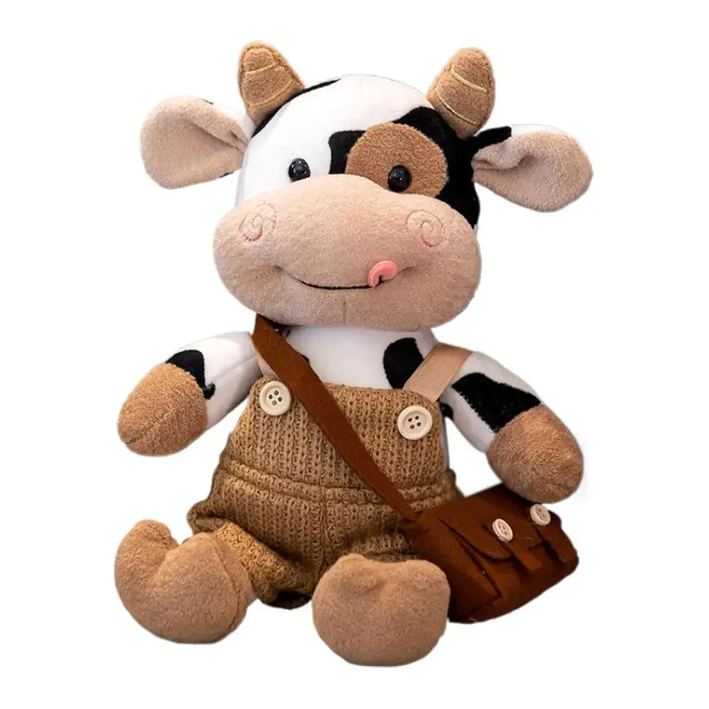 Cute Tongue Out Cow Plush Toy Removable Knit Sweater Stuffed Animal