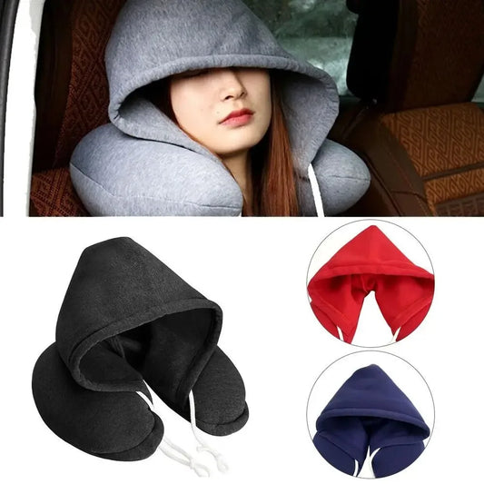 U-Shaped Hooded Travel Pillow for Napping, Neck Support, Portable & Versatile for Office, Airplane, Home Use Peaceful Pleasures Health and Wellness