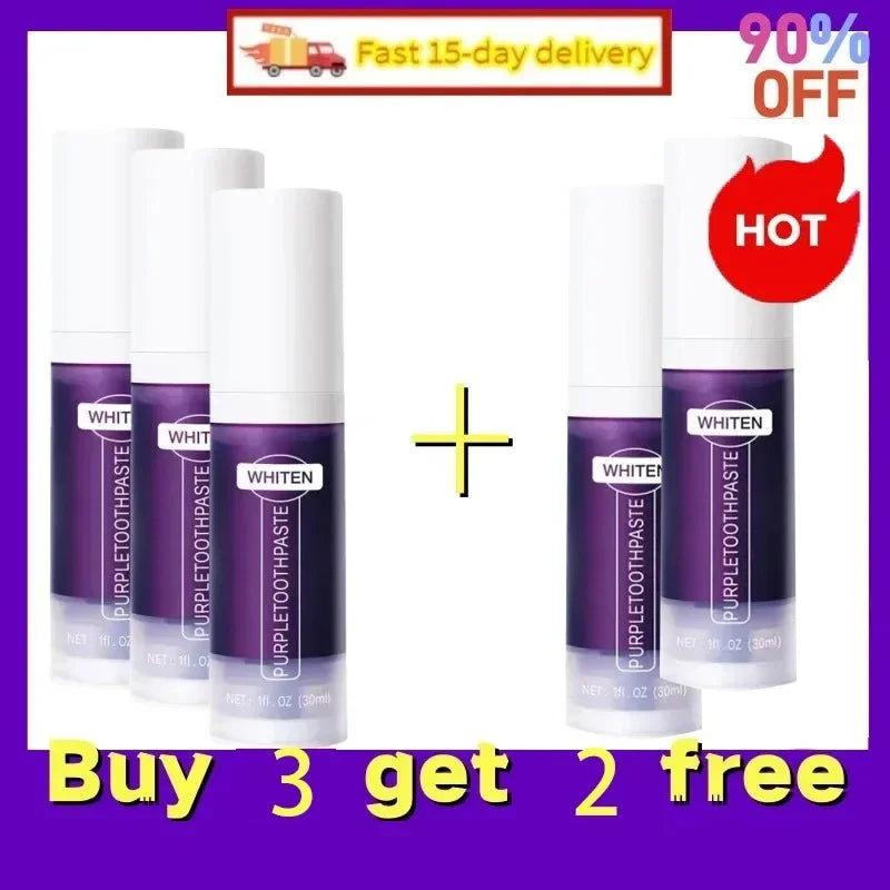 V34 Purple Teeth Whitening Toothpaste – Color Correcting Gel