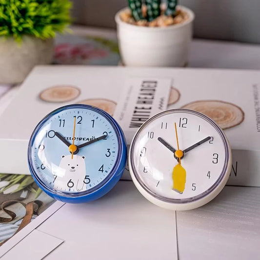 Mini 7cm Suction Cup Quartz Clock Anti Fog Waterproof Wall Clock for Kitchen Bathroom Home Decoration Peaceful Pleasures Health and Wellness