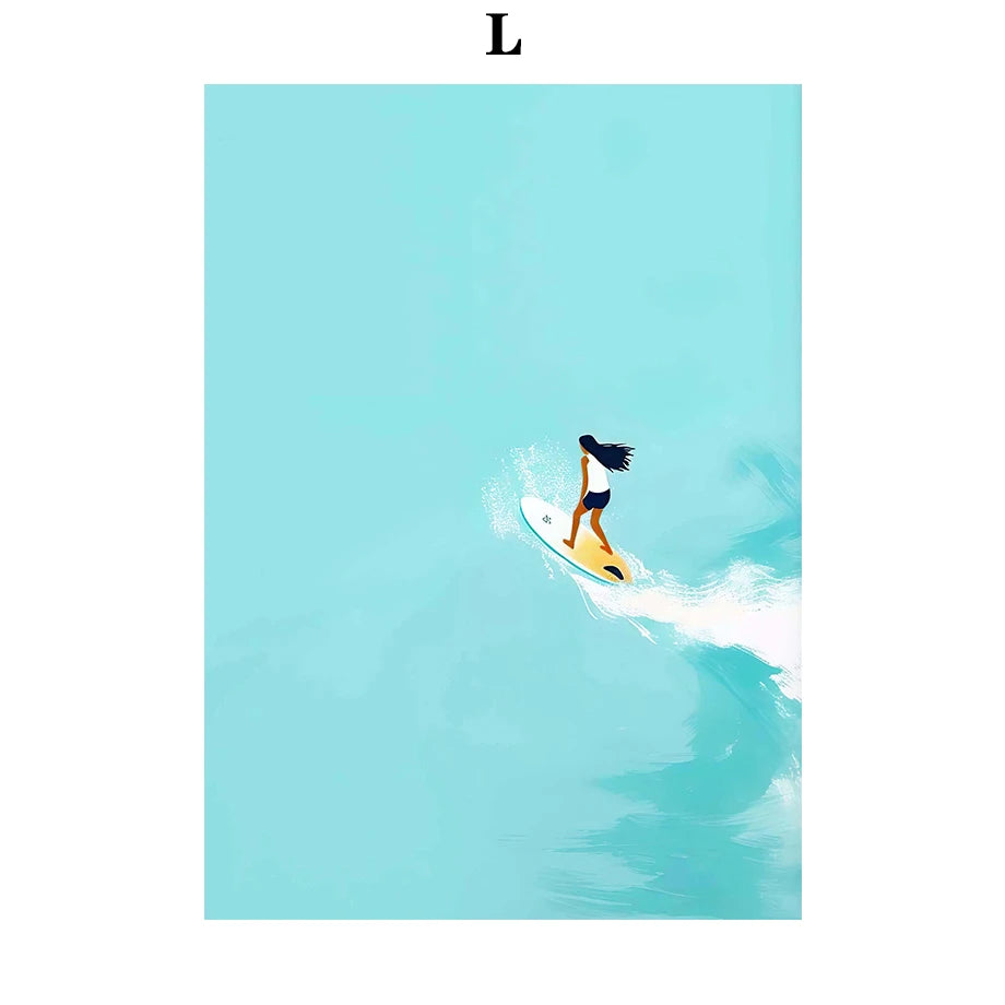 Ocean Wave Beach Canvas Wall Art | Nordic Landscape Poster