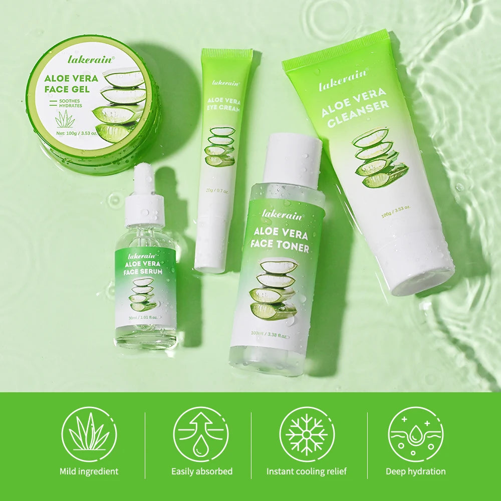 Multi-skin Care Aloe Vera Skin Care Set Deep Moisturizing Deep Nourishment Whitening Brightening Hydrating Smooth Skin Peaceful Pleasures Health and Wellness