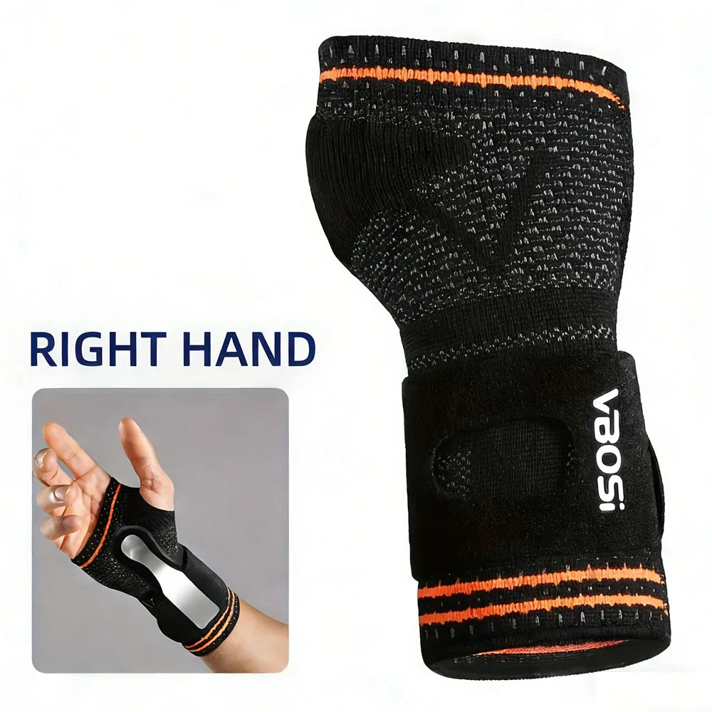 1pc Wrist Palm Support with Removable Metal Stays and Straps, Adjustable Brace Right Left Hand for Women And Men Peaceful Pleasures Health and Wellness Black-Right L