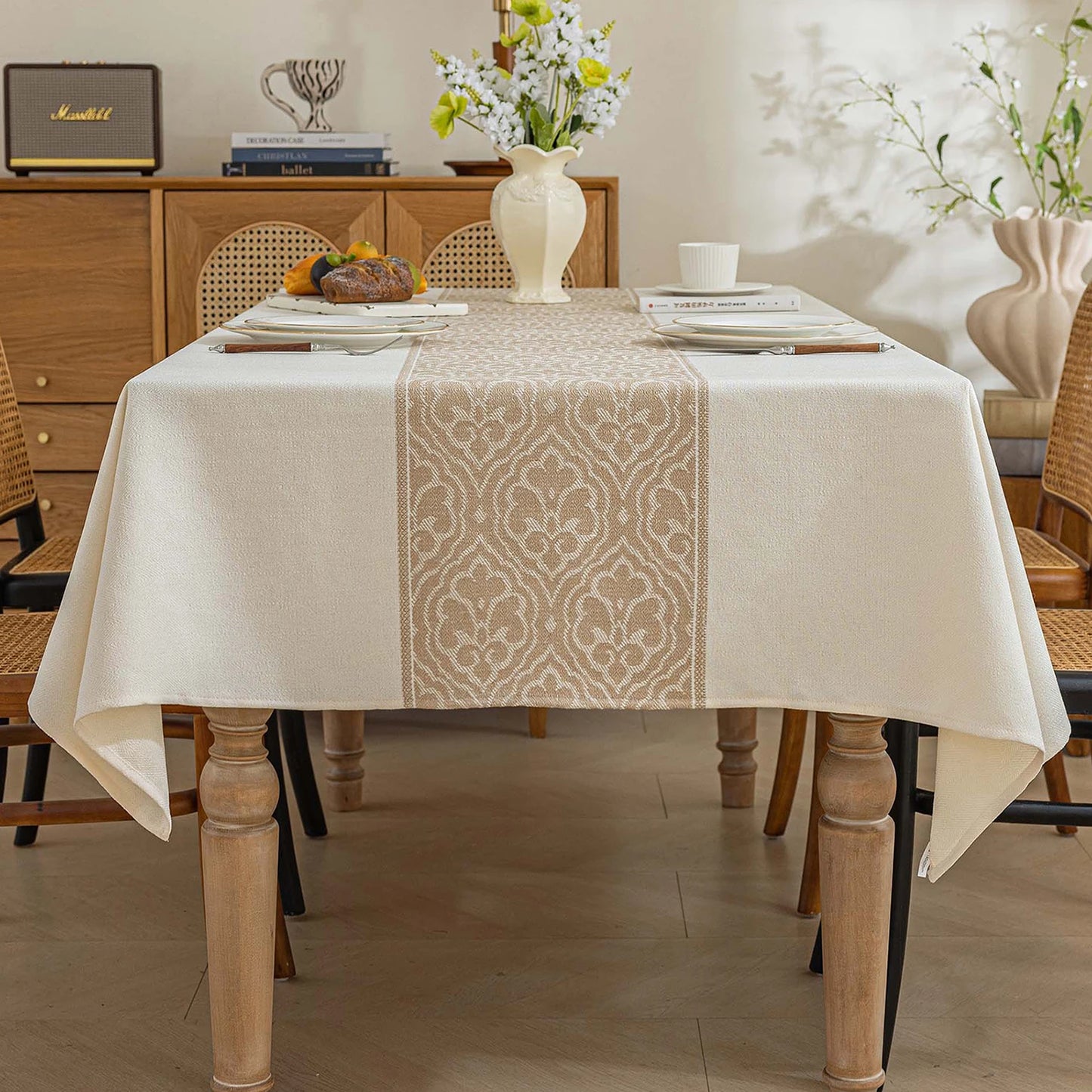 Battilo Vintage Linen Tablecloth | Waterproof Rectangle Cover