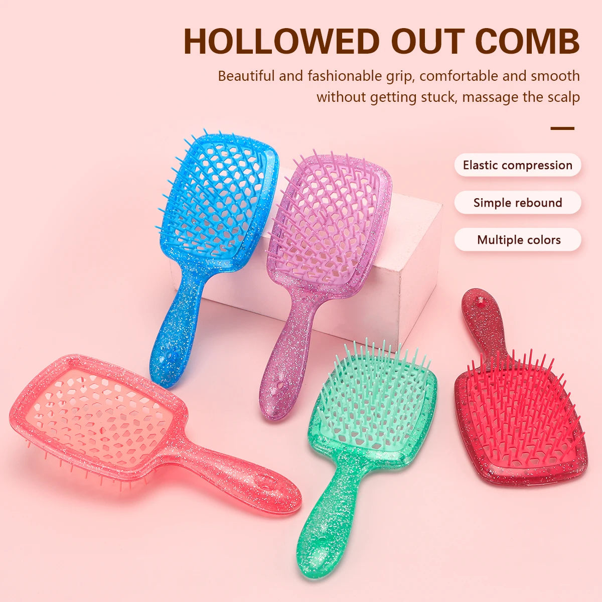 Hollow Out Air Cushion Comb Geometric Honeycomb Structure Anti-static Detangling Tangled Hair Brushes Barber Home Tools Supplies Peaceful Pleasures Health and Wellness