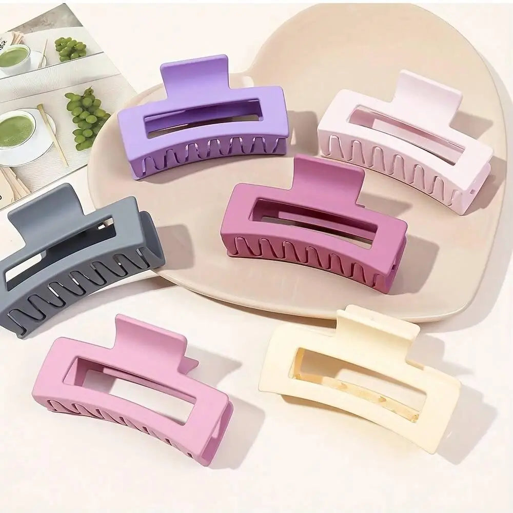 6 rectangular hair claw clips, solid color non-slip strong chin clip, styling accessories, thin thick hair for girls Peaceful Pleasures Health and Wellness purple 6PCS