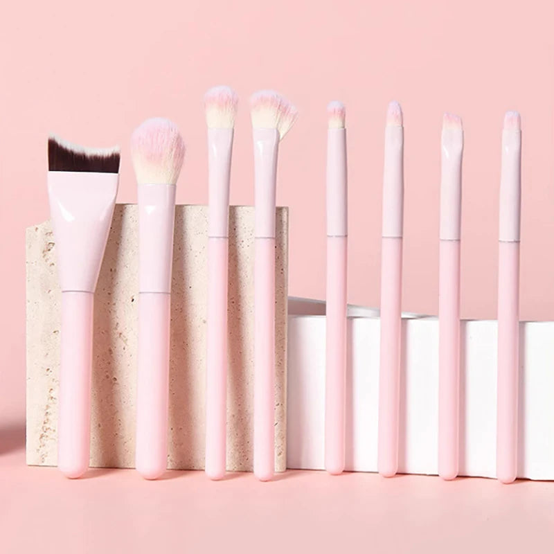 1/8 PCS Makeup Brushes Set Eye Shadow Foundation Women Cosmetic Brush Eyeshadow Blush Beauty Soft Hair Make Up Tools With Bag Peaceful Pleasures Health and Wellness A