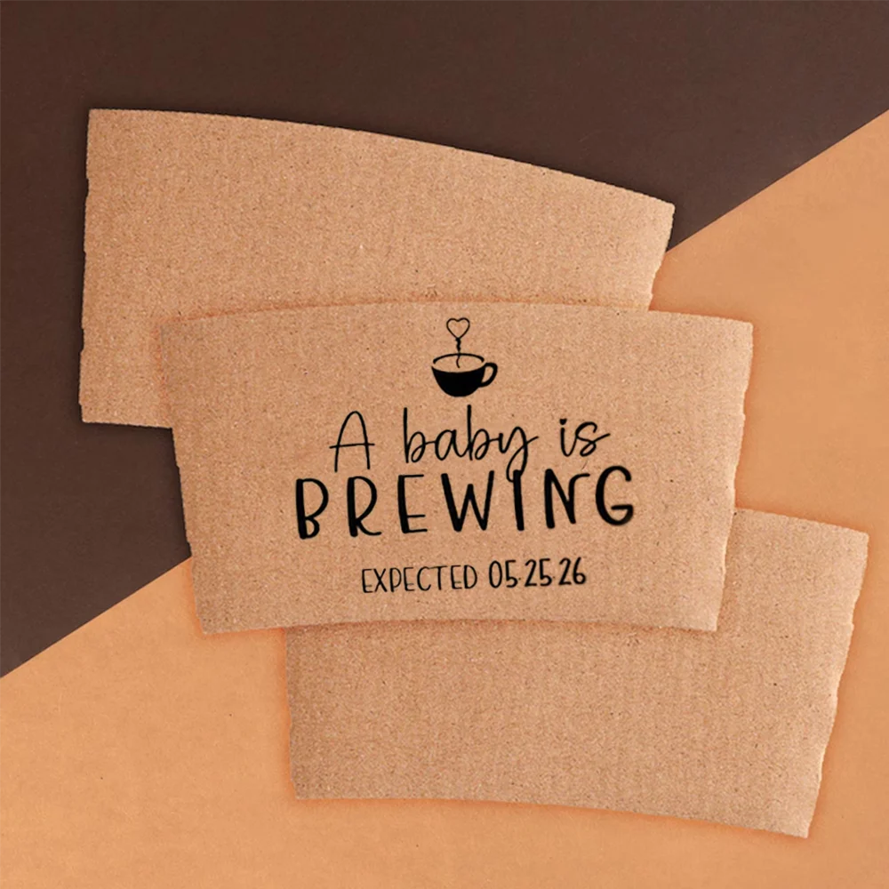 10-Pack "A Baby Is Brewing" Personalized Coffee Cup Sleeves Baby Shower Favor Peaceful Pleasures Health and Wellness
