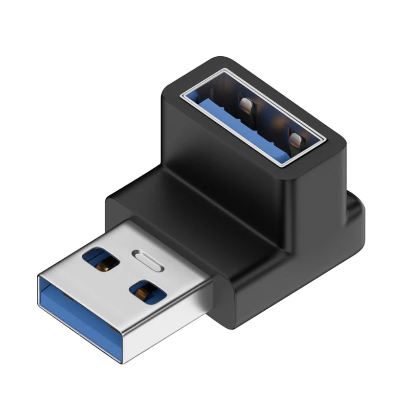 90 Degree USB 3.0 Male to Female Right Angle Extension Adapter USB Upward Elbow Adapter 10Gbps For Laptop PC Connector Converte Peaceful Pleasures Health and Wellness Stereo curved front