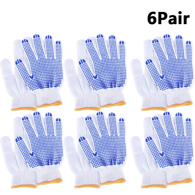 Non-Slip Rubber Dot Gloves Safety Protection Work Glove Home Gardening Mechanics Painter Essential Gloves Peaceful Pleasures Health and Wellness 6Pair