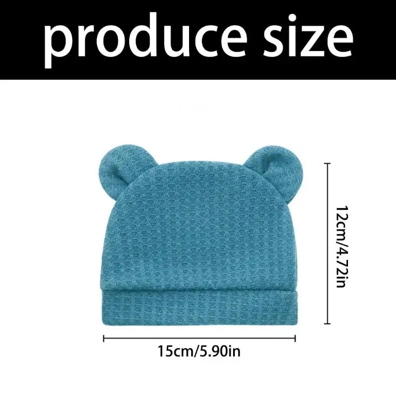 Bear Ear Newborn Baby Hat | Waffle Knit Stretchy Cap 0–24 Months