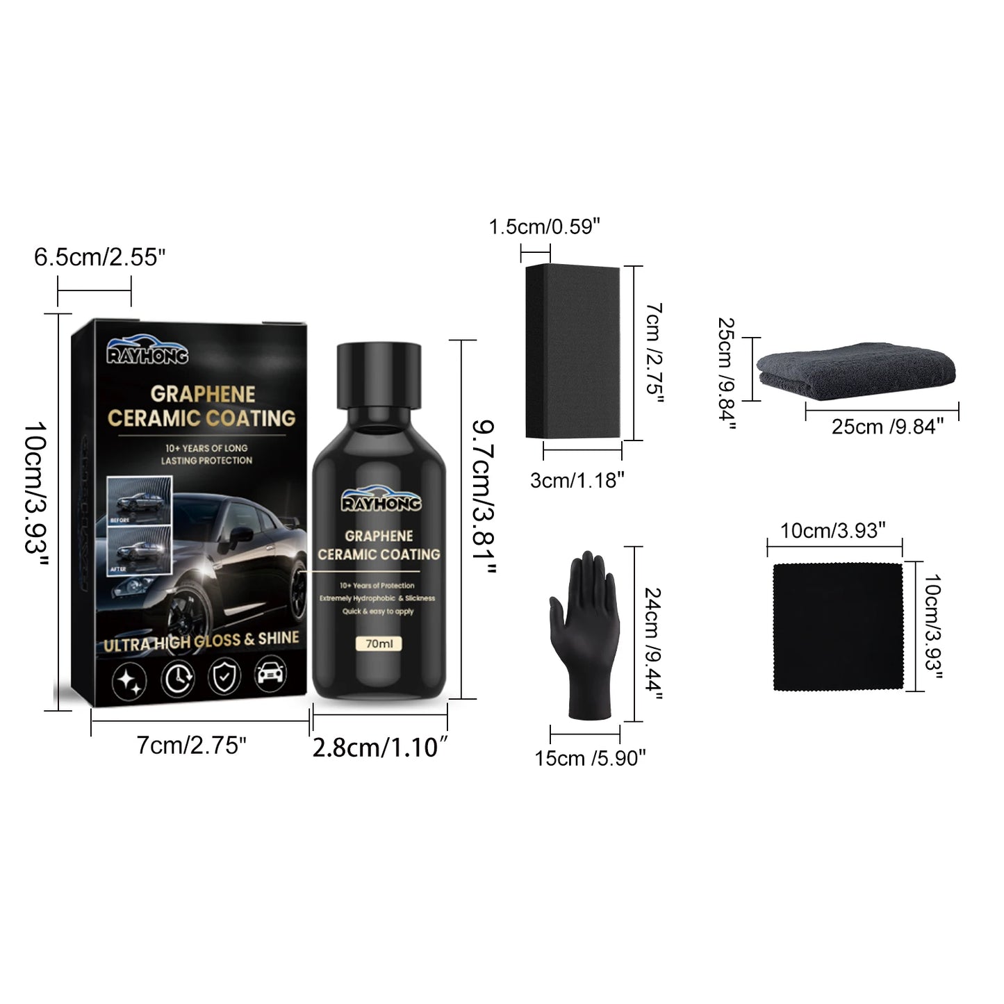 Rayhong Graphene Ceramic Car Coating | Waterproof Crystal Paint