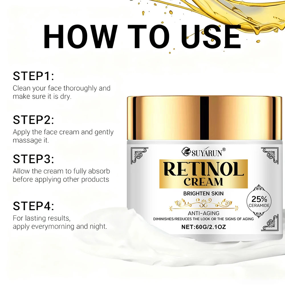 SUYARUN Retinol Anti-Aging Face Cream - Intense Hydration & Wrinkle Reduction, Vitamin Enriched Moisturizer for All Skin Types. Peaceful Pleasures Health and Wellness