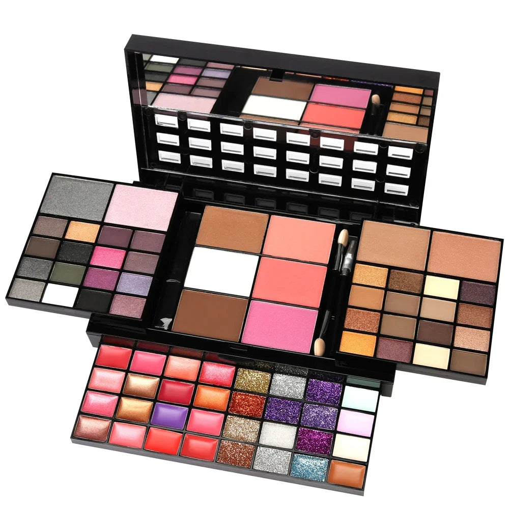 74-Color Professional Makeup Kit – Eyeshadow, Lip Gloss & Blush
