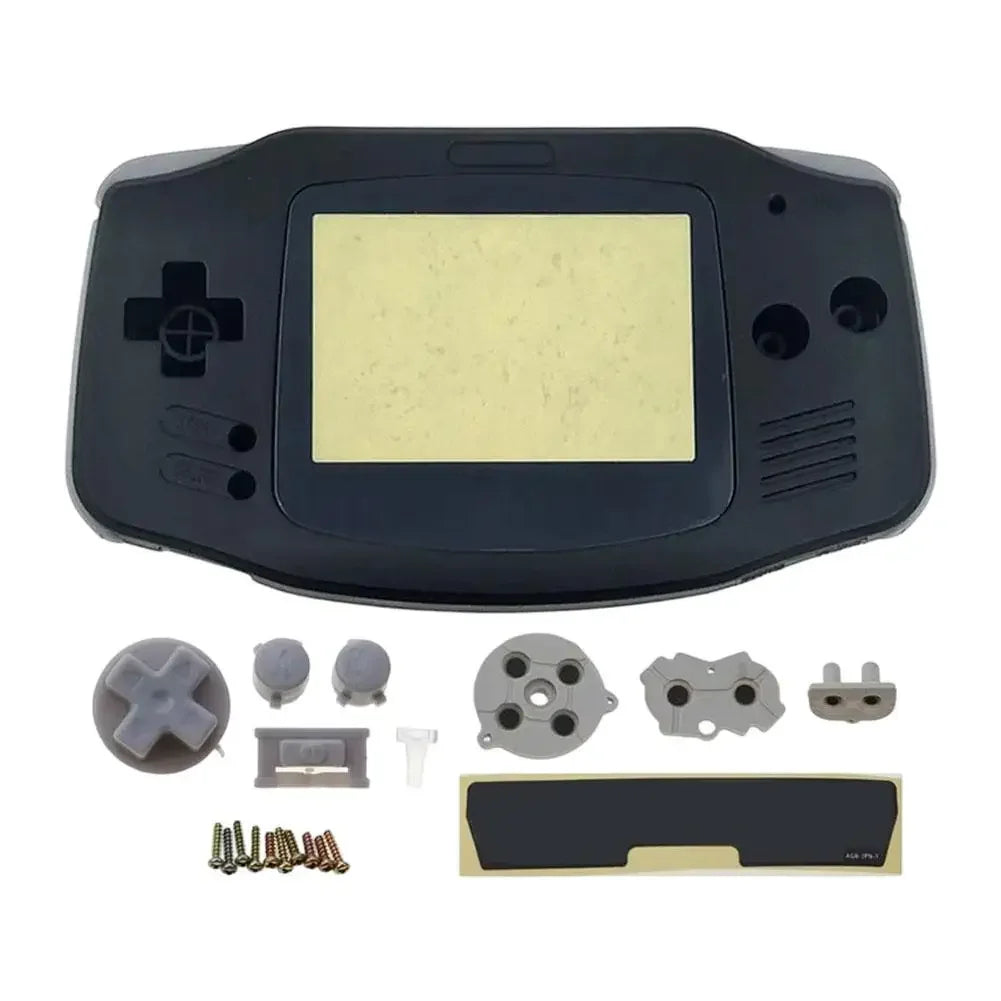 Full Housing Shell Replacement for Game Boy Advance GBA Clear Transparent Custom Case Cover Buttons Screws Full Set DIY Repair Peaceful Pleasures Health and Wellness Black
