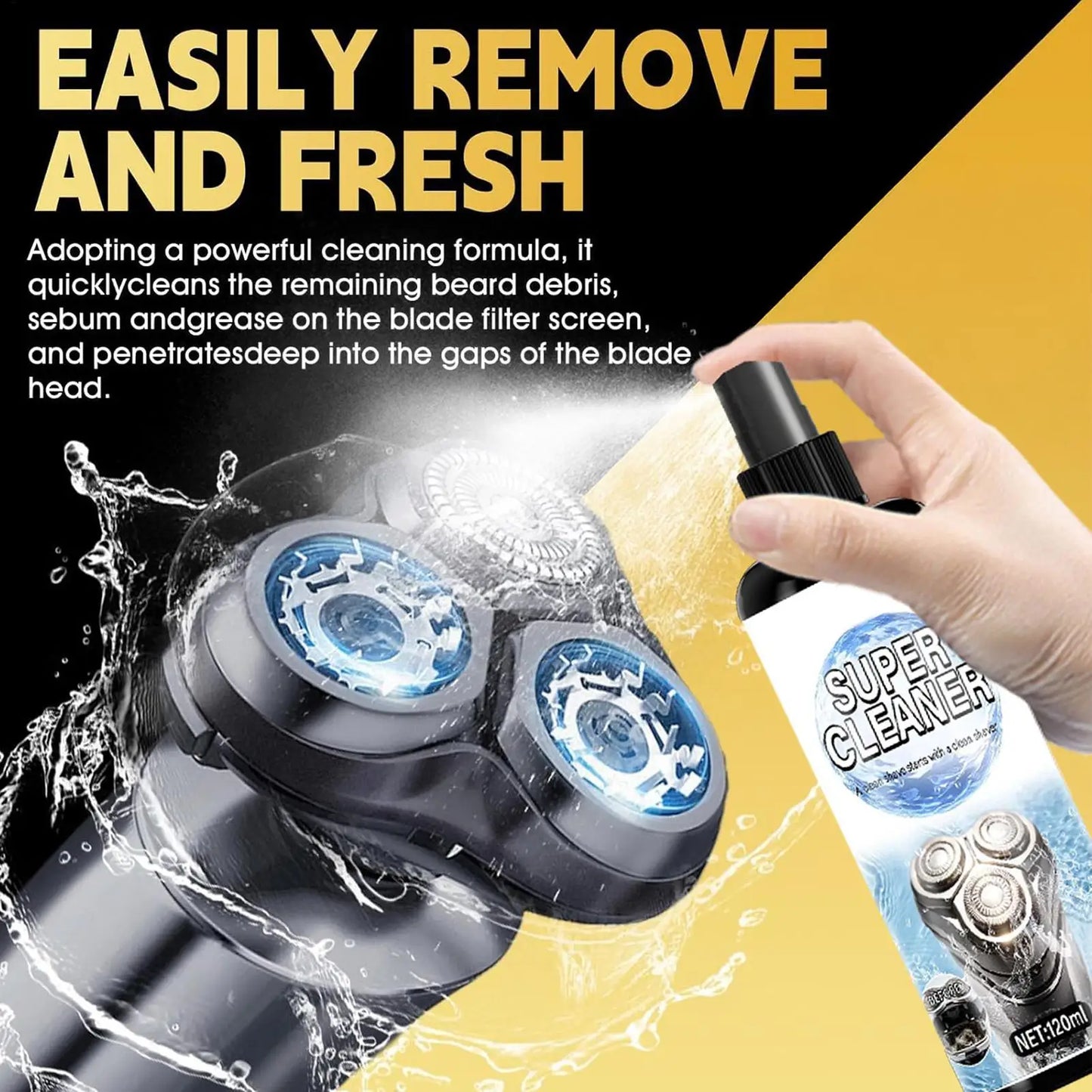 Electric Shaver Cleaner Spray 120ml with Brush | Trimmer Care